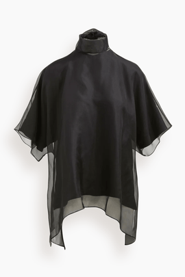 The Cali Organza Blouse with Neck Tie in Black