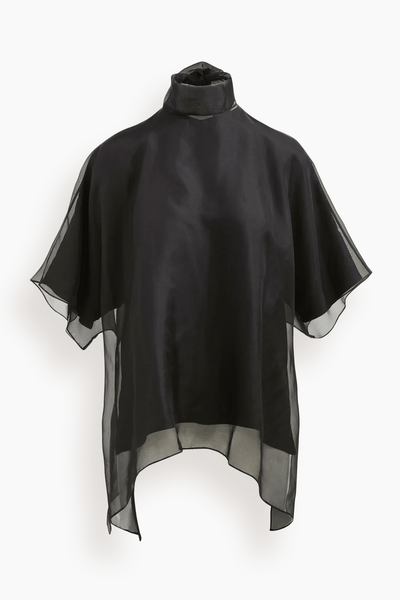 The Cali Organza Blouse with Neck Tie in Black