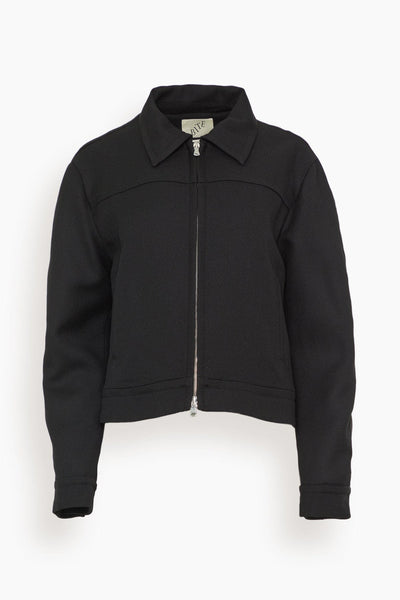 Tailored Wool Zip Jacket in Black