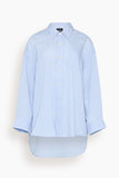 R13 Drop Neck Shirt in Light Blue Multi Stripe