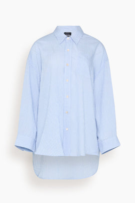 Drop Neck Shirt in Light Blue Multi Stripe