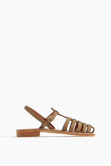 K Jacques Strappy Flat Sandals Angaka Sandal in Khaki