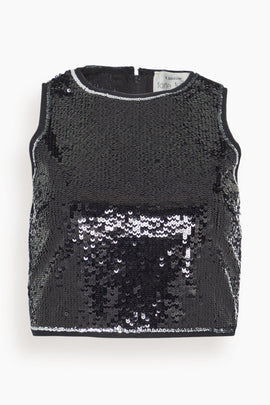 Stardust Sequined Top in Noir