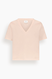 Loulou de Saison Faaa V Neck T-Shirt in Cream Rose