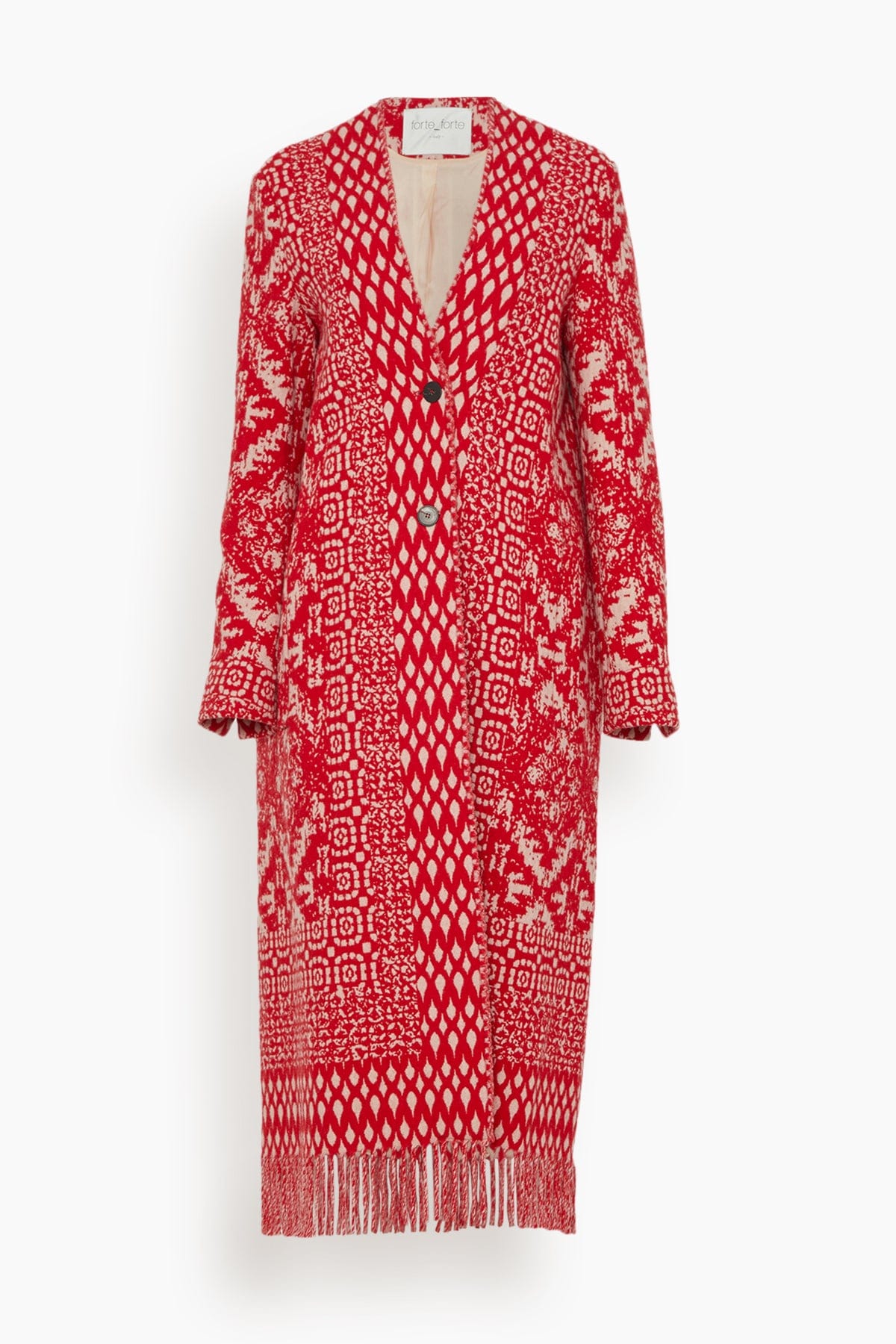 Forte Forte Coats Clio Jacquard Coat in Rouge