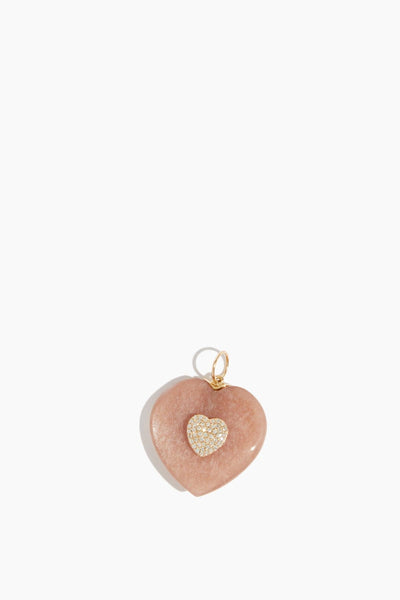 Sunstone Pendant with Pave Heart