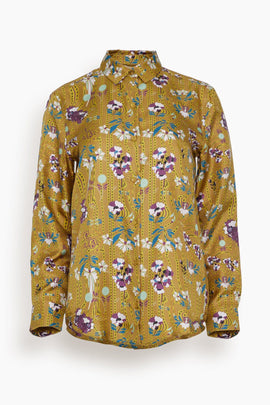Ametista Silk Twill Shirt in Mustard Floral