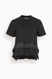Sacai Poplin Cotton Jersey T-Shirt in Black