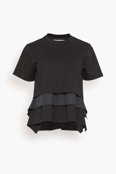 Poplin Cotton Jersey T-Shirt in Black