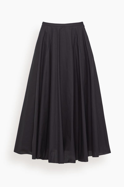 Cotton Popline Paneled Skirt in Notte