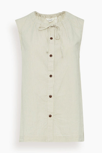 Mini Stripe Cotton Top in Sunwashed Blue
