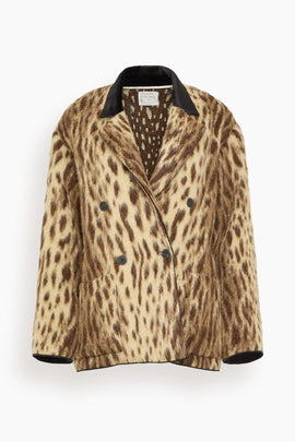 Royal Leopard Jacquard Double Breasted Coat in Gold