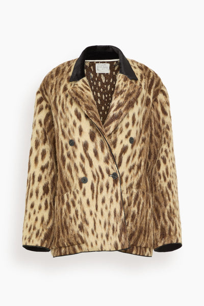 Royal Leopard Jacquard Double Breasted Coat in Gold