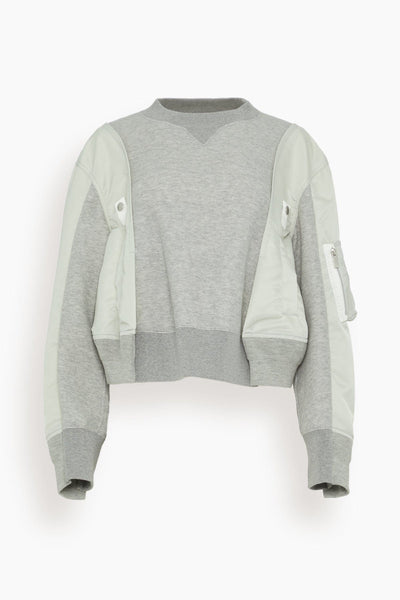 Nylon Twill x Sponge Sweat Pullover in Light Gray