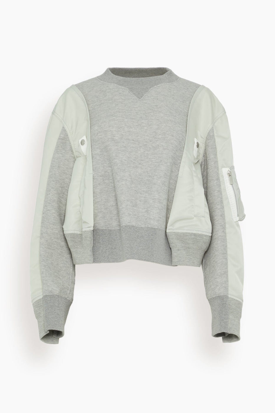 Sacai Sweatshirts Nylon Twill x Sponge Sweat Pullover in Light Gray Sacai Nylon Twill x Sponge Sweat Pullover in Light Gray