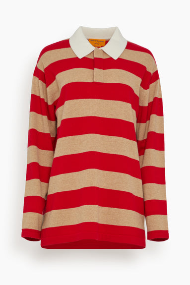 Rugby Sweater in Dune/True Red Stripe