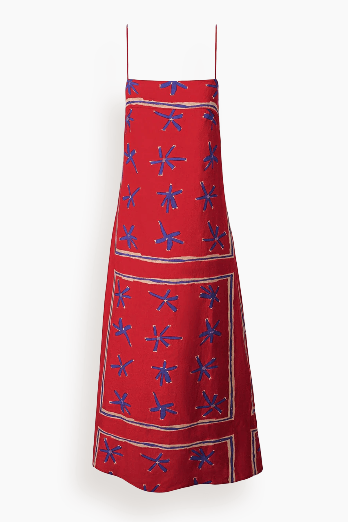 STAUD, Laura Linen Dress in Painted Foulard, Size Large