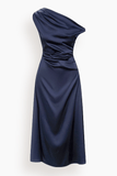 Staud Phare Silk Dress in Navy