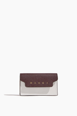 Card Case in Chocolate/Lily White/Dijon