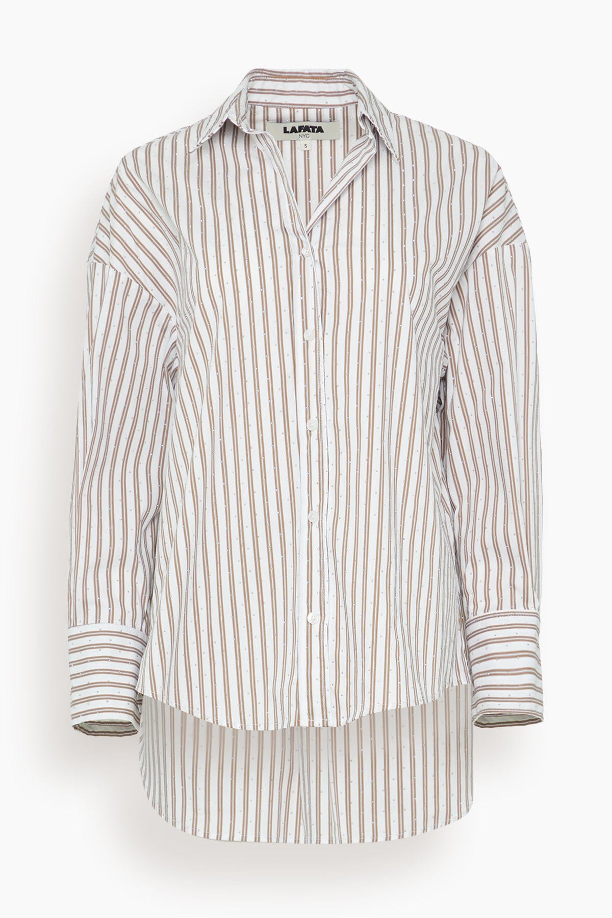Hampden Clothing Frankie Rhinestud Shirt in Walnut/White