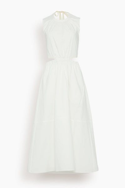 Poplin Cutout Midi Dress in Off White