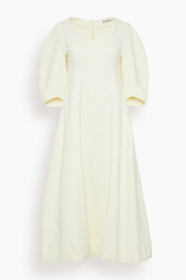 Sculptural Waisted Midi Dress in Off White