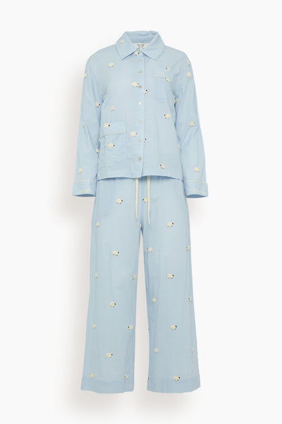 Sheep Sleepwear Button Down Pajama Set in Sky