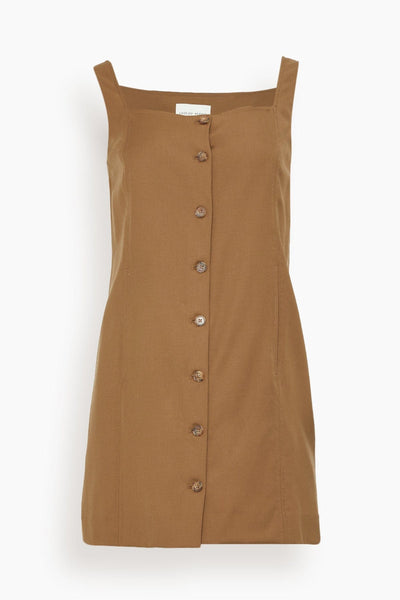 Idon Short Buttoned Dress in Antique Brown