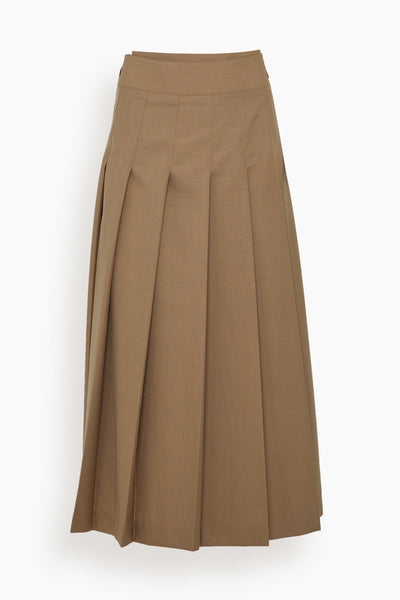 Plisse Wrap Skirt in Khaki