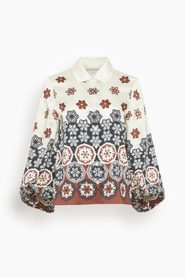 Marina Top in Cream/Deep Clay Multi