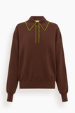 Alemais Rosette Knit Polo in Chestnut