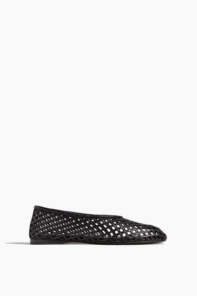 Tee Perforated Ballerina Flats in Black