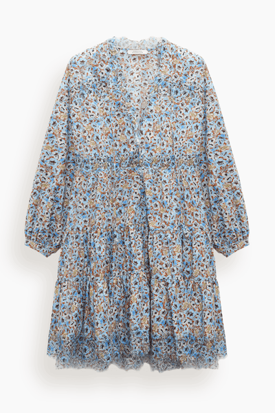 Floral Volumes Dress in Mini Boho Flower Blue