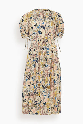 Adriana Short Sleeve Midi Dress in Magnolia