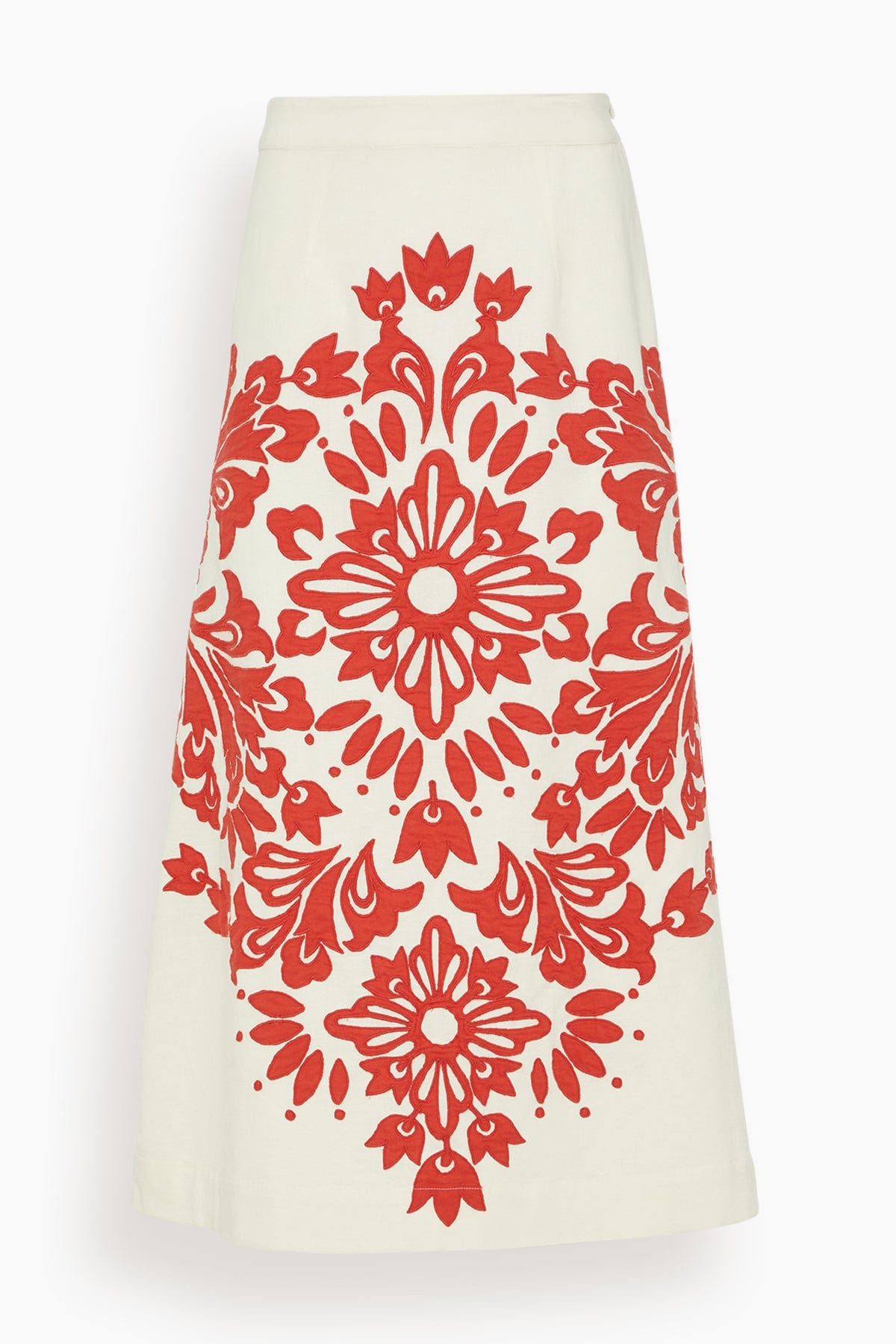 Sea Liliana Applique Midi Skirt in Red