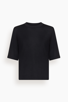 Nala Fine Short Sleeve Top in Black