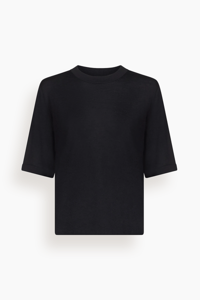 Nala Fine Short Sleeve Top in Black