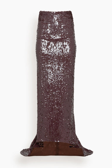 Dries Van Noten Skirts Seam Embroidery Skirt in Dark Burgundy