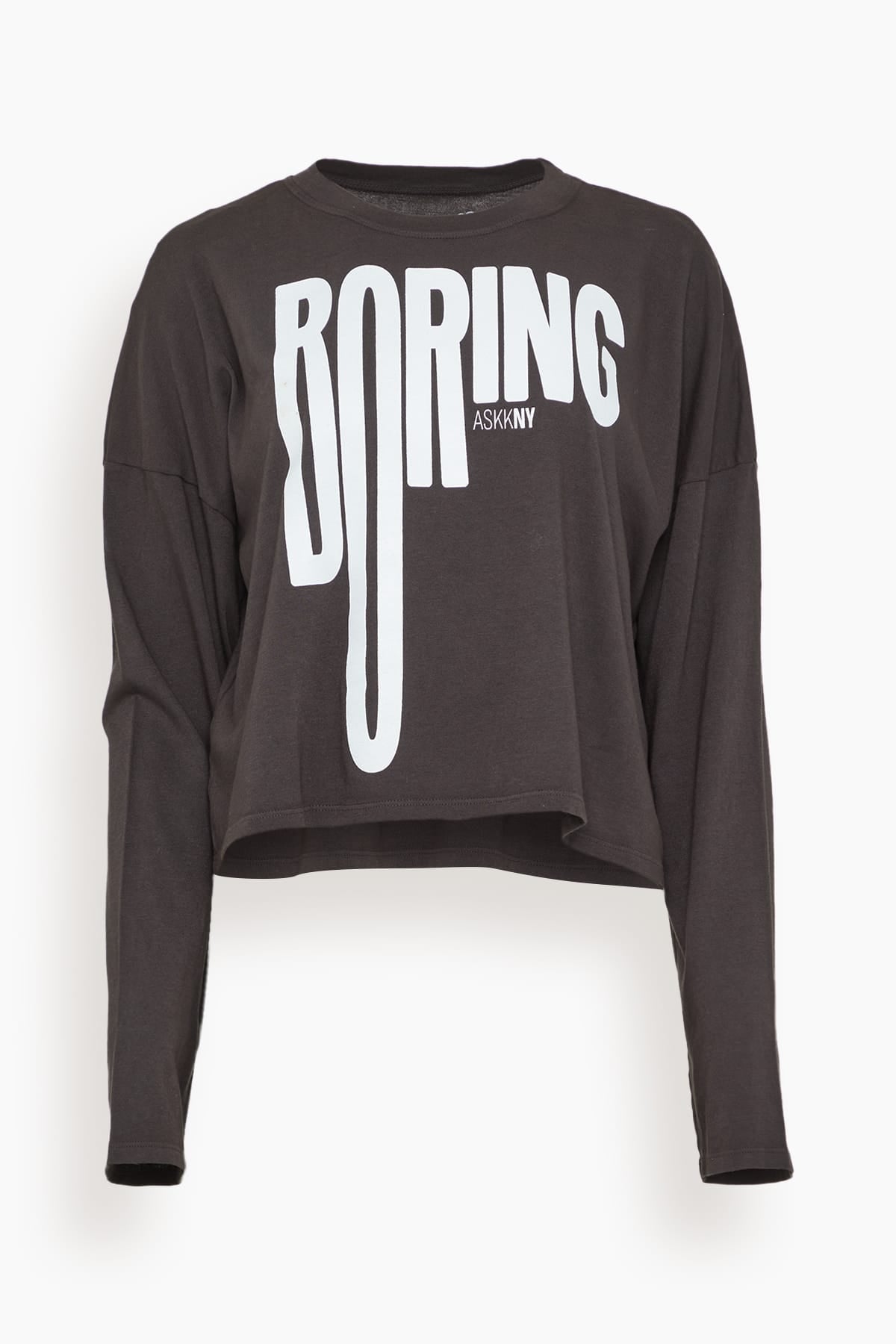 Askk NY Cropped Long Sleeve Printed Tee in Boring