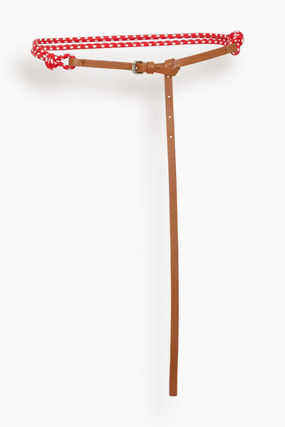 Leather and Rope Belt in Red White