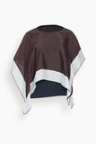 Sacai Satin x Cotton Jersey T-Shirt in Brown x Navy