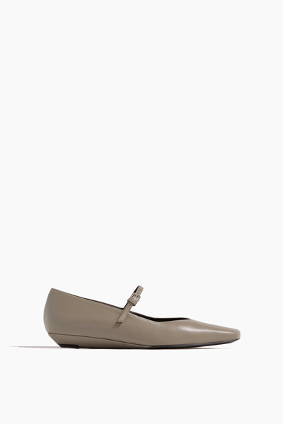 Micheline Leather Ballerina Flats in Taupe