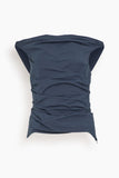 Simkhai Maisel Cotton Draped Top in Midnight