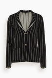 R13 Super Shrunken Sweater Blazer in Black and White Stripe