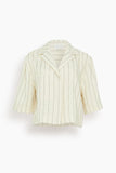 Loulou Studio Tops Lago Cropped Shirt in Ivory/Black