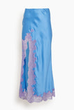 Dannijo Skirts High Slit Lace Applique Skirt in Cornflower Blue