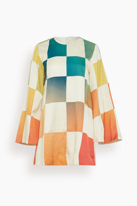 Lepton Dress in Ivory/Gradient Print