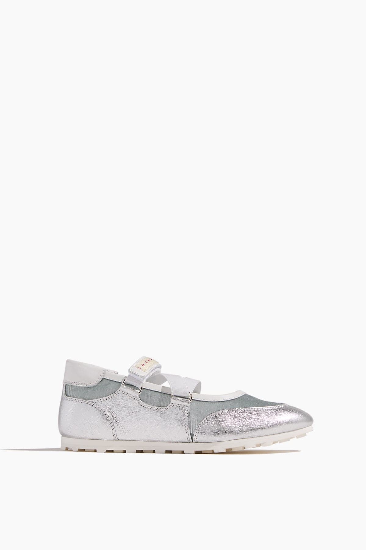 Marni Retro Soccer Ballerina Sneakers in Light Blue/Silver