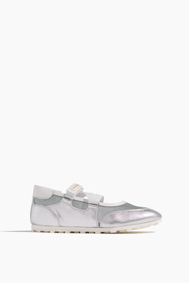 Retro Soccer Ballerina Sneakers in Light Blue/Silver