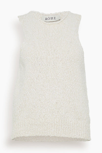 Boucle Knitted Halter Top in Cream